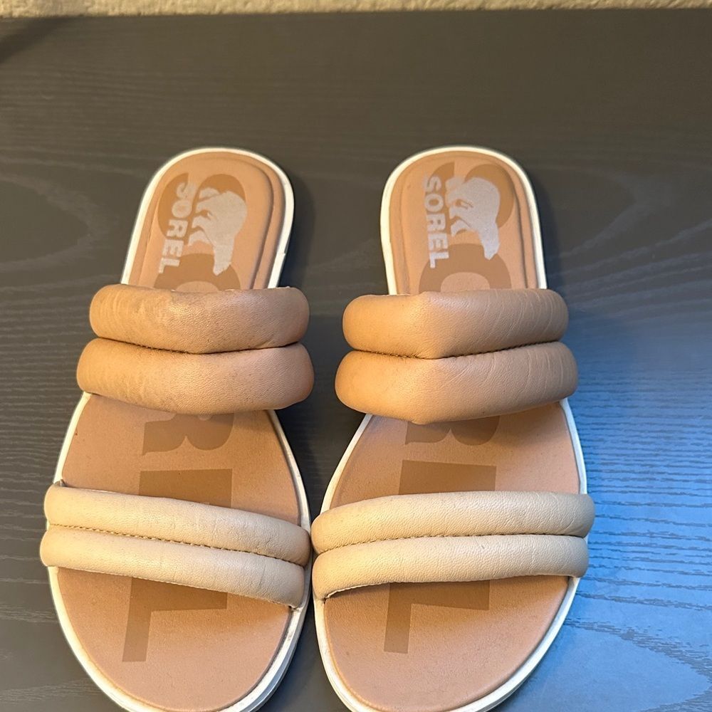 Sorel Beige Double-Strap Slide Sandals Size 6